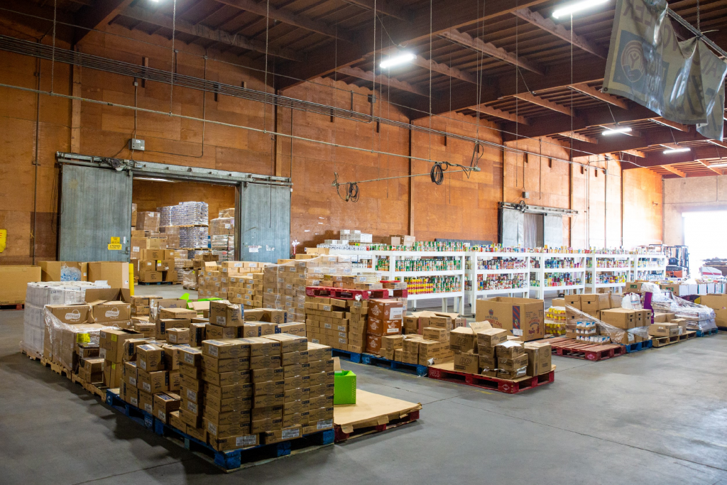 Inside the Merced County Food Bank warehouse